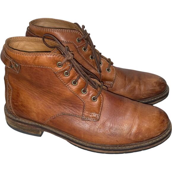 CLARKS Aldwin Cap Brown Leather Lace Up Ankle Boots     Size: US 8M - Picture 1 of 8